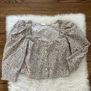 Levi's Floral Pastel Puff Sleeve Crop Blouse